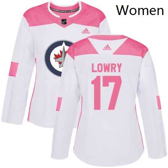 Womens Adidas Winnipeg Jets 17 Adam Lowry Authentic WhitePink Fashion NHL Jersey